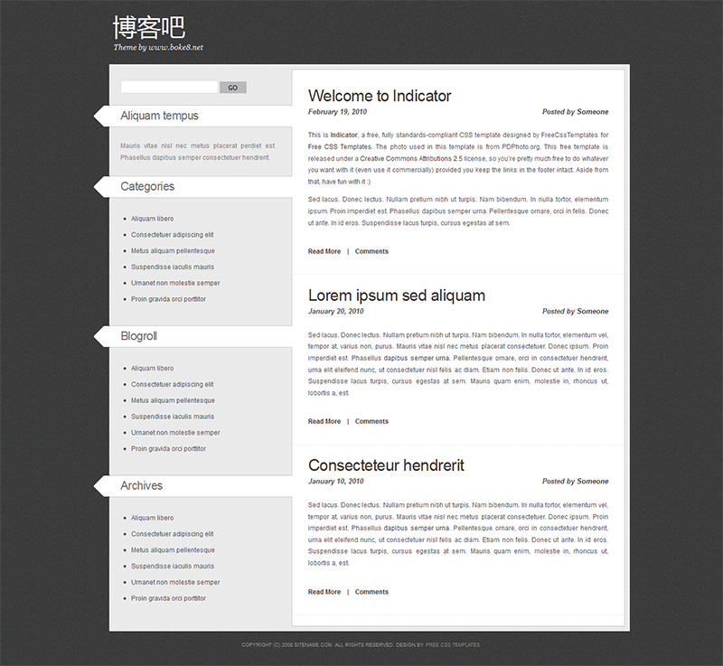 简单黑白zblog php主题Indicator
