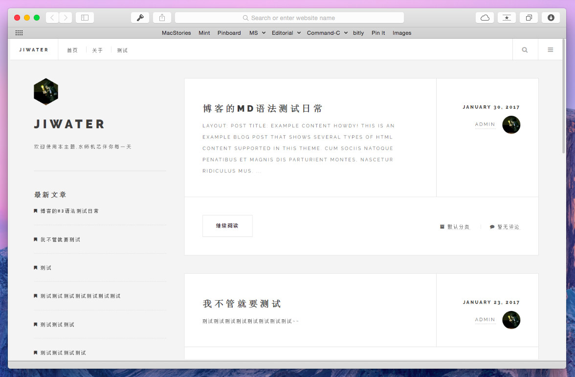  Simple black white gray responsive typecho theme JiWater