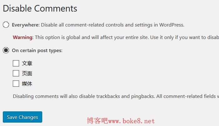 关闭wordpress所有文章评论插件Disable Comments