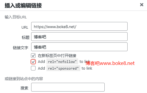 WordPress文章插入链接增加nofollow设置插件Title and Nofollow For Links