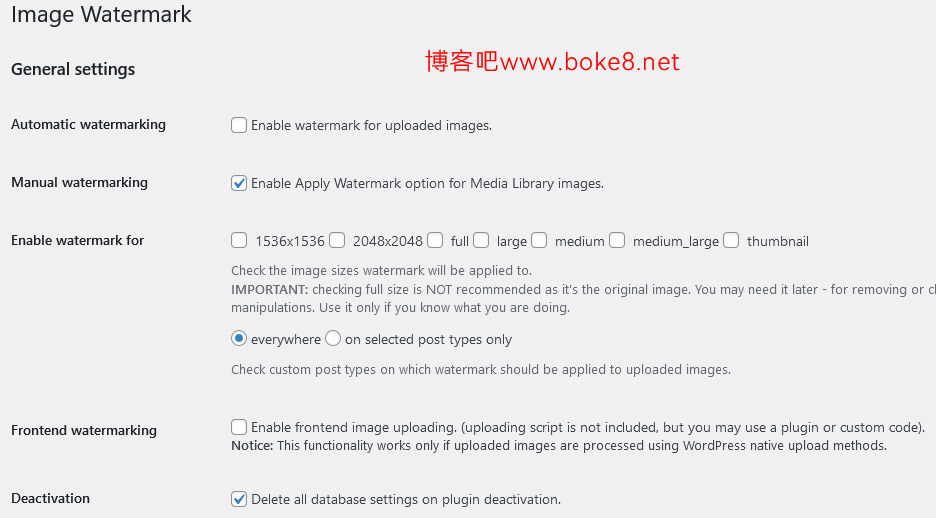  Image Watermark Plug in Basic Settings