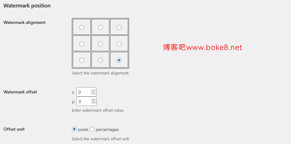 Image Watermark插件水印位置