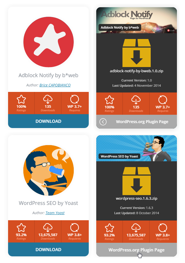 WordPress快速调用官网主题插件信息插件WP Plugin Info Card