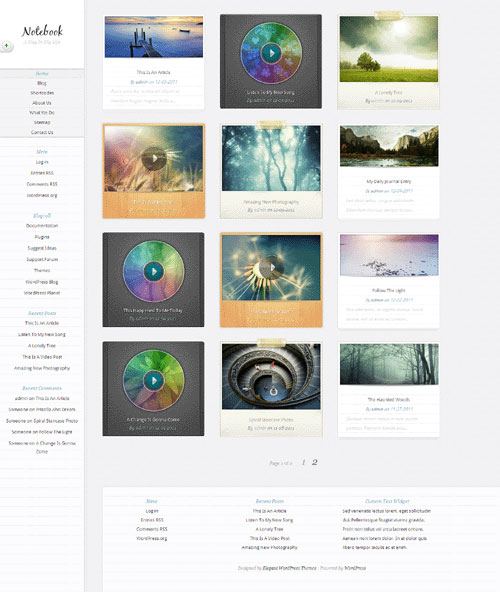 很好看的WordPress画廊展示 音乐主题ET Notebook