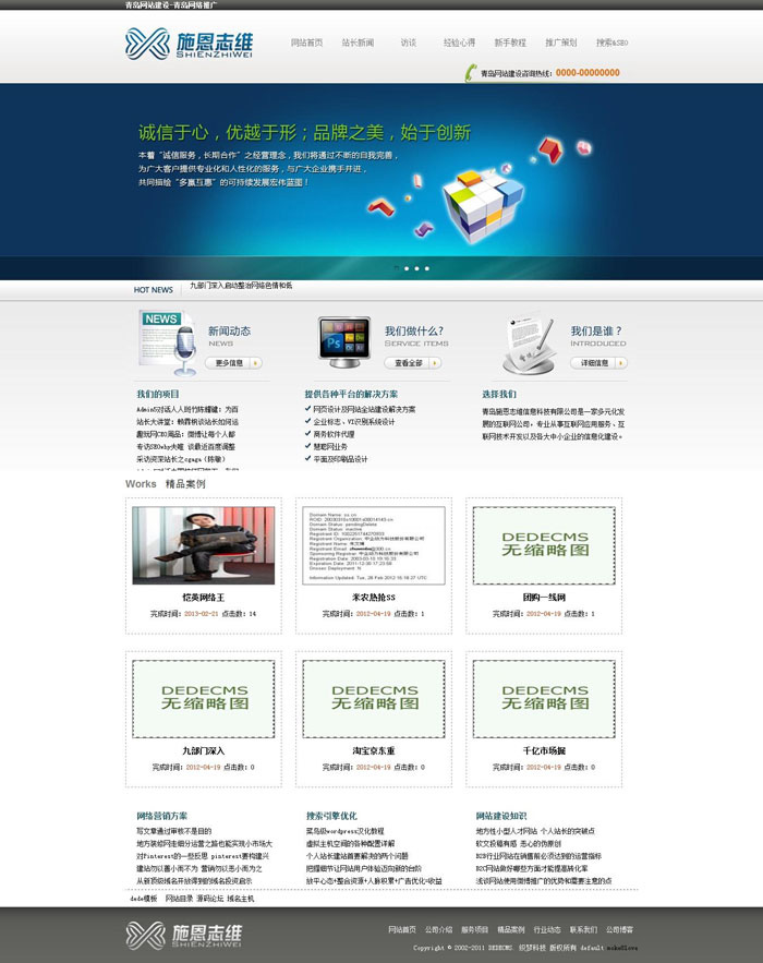 青岛施恩志维网站织梦dedecms工作室模板